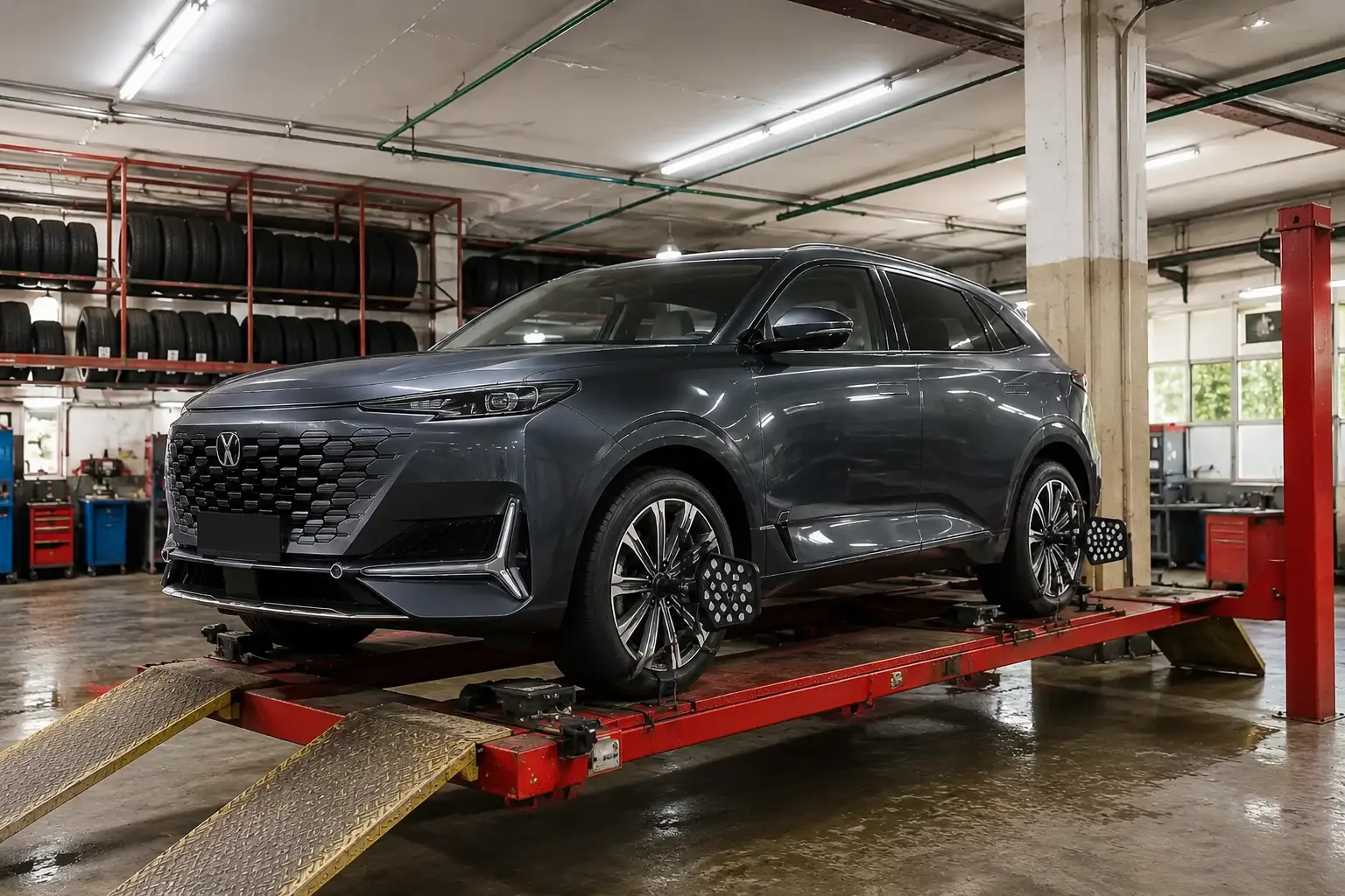 Автомобиль Changan UNI-K в зоне обслуживания