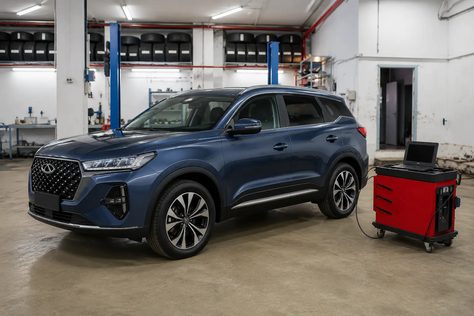 Автомобиль Chery Tiggo 4 в зоне обслуживания