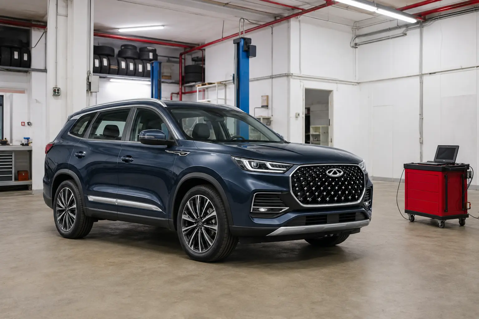Автомобиль Chery Tiggo 8 Pro Max в зоне обслуживания