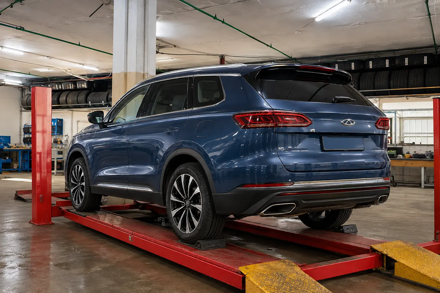 Автомобиль Chery Tiggo 9 в зоне обслуживания