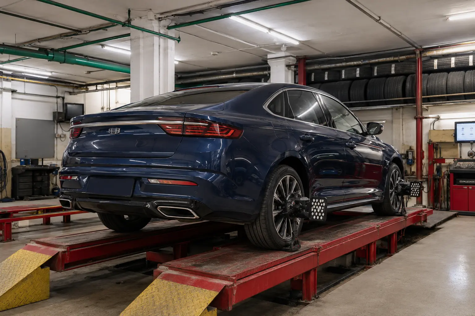 Автомобиль Geely Preface в зоне обслуживания
