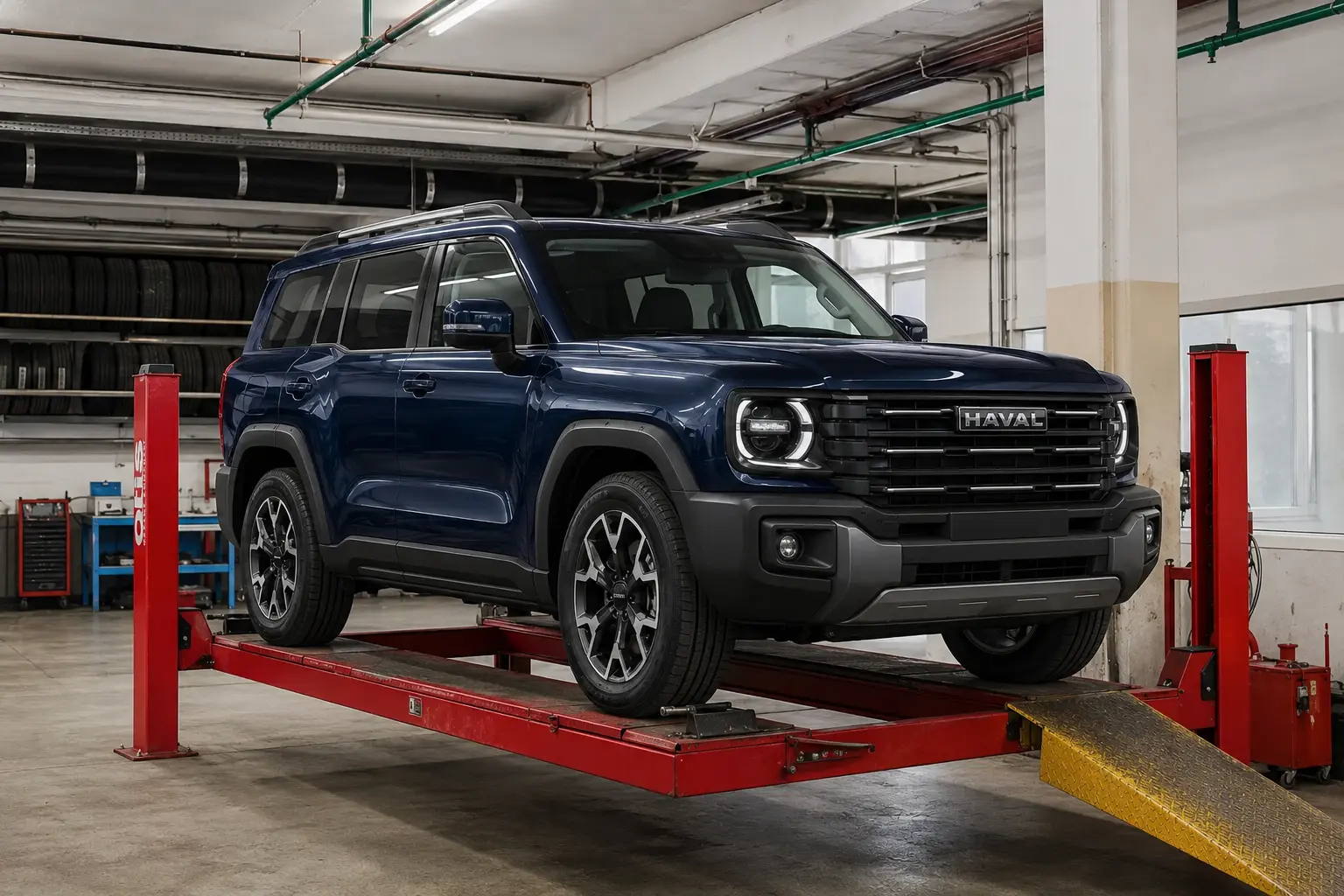 Автомобиль Haval H3 в зоне обслуживания
