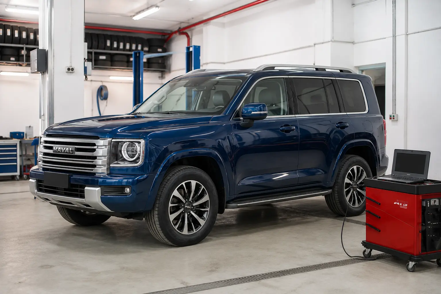Автомобиль Haval H9 в зоне обслуживания